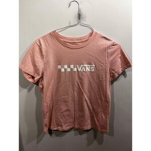 Vans Logo Women's T-Shirt Size Large Trecker Graphic Salmon Grunge Punk Skate